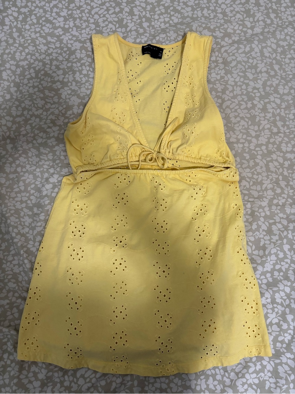 ASOS Yellow Tie Front Mini Dress